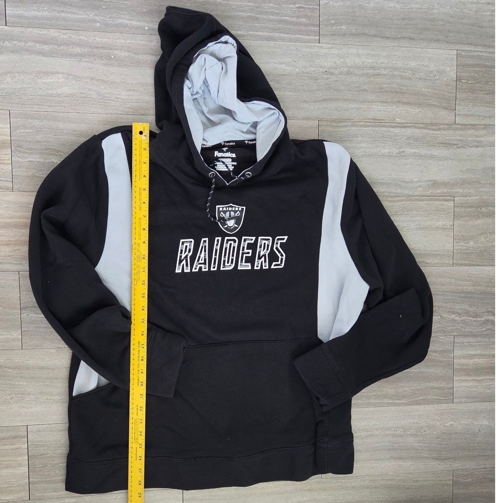 Fanatics NFL Las Vegas Raiders Hoodie Mens 2XL Black Grey Pullover Sweatshirt